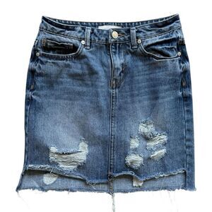 Youth Girls Habitual Girl Distressed Mid Rise Mini Denim Jean Skirt - Sz 12